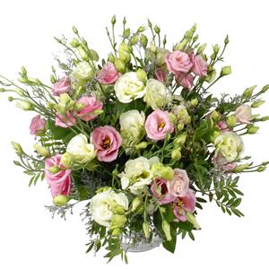 Boeketcadeau Roze en witte eustoma bloemen