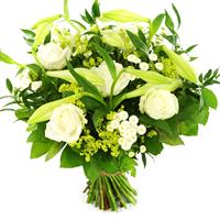 Boeketcadeau Moededag boeket witte lelie en witte rozen