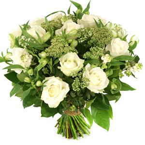 Boeketcadeau Witte rozen en witte bloemen