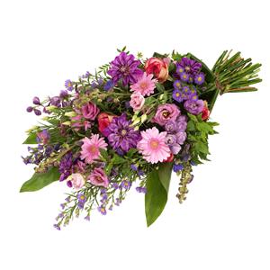 Boeketcadeau Rouwboeket roze en paarse rouwbloemen