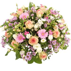 Boeketcadeau Pastel roze witte rouwbloemen bezorgen