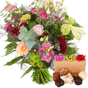 Boeketcadeau Landelijke bloemen met bonbons versturen