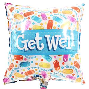 Boeketcadeau Vierkante Get well pleister ballon versturen