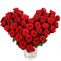Boeketcadeau Groot hart met rode rozen