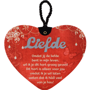 Boeketcadeau Rood hart met liefdes tekst