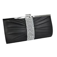 Steuer Modeschmuck Abendtasche Satin-Optik mit Strassbesatz Abendtaschen schwarz Damen