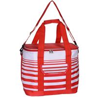 Bellatio Koeltas draagtas schoudertas rood/wit gestreept 28 x 18 x 29 cm 12 liter -