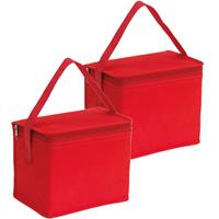 Bellatio 2x stuks kleine koeltassen voor lunch rood 20 x 13 x 17 cm 4.5 liter -