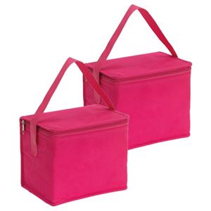 Bellatio 2x stuks kleine koeltassen voor lunch roze 20 x 13 x 17 cm 4.5 liter -