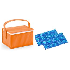 Bellatio Kleine koeltas voor lunch oranje met 2 stuks flexibele koelelementen 3.5 liter -