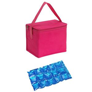 Bellatio Kleine koeltas voor lunch roze met 2 stuks flexibele koelelementen 4.5 l -