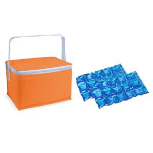 Bellatio Kleine koeltas voor lunch oranje met 2 stuks flexibele koelelementen 3.5 liter -