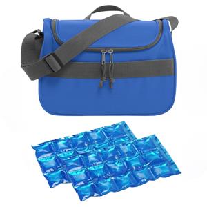 Bellatio Kleine koeltas voor lunch blauw met 2 stuks flexibele koelelementen 10 liter -