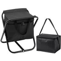 Bellatio Opvouwbare stoel met ingebouwde koeltas en extra kleine koeltas zwart -