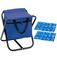 Bellatio Opvouwbare stoel met koeltas blauw met 2 stuks flexibele koelelementen -