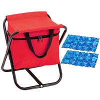 Bellatio Opvouwbare stoel met koeltas rood met 2 stuks flexibele koelelementen -