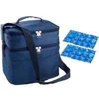 Kimood Koeltas draagtas schoudertas blauw met 2 stuks flexibele koelelementen 13 liter -
