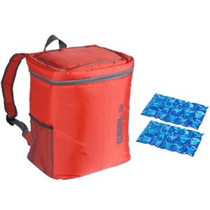 Bellatio Koeltas rugtas/rugzak rood met 2 stuks flexibele koelelementen 16 liter -