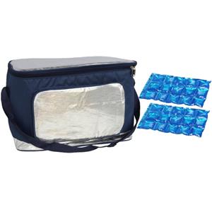 Gerim Koeltas schoudertas blauw/zilver met 2 stuks flexibele koelelementen 18 liter -