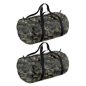 Bagbase 3x stuks camouflage groene ronde polyester sporttas/weekendtas 32 liter -