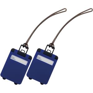 Pakket Van 2x Stuks Kofferlabels Kobalt Blauw 9,5 Cm - Reiskoffer Reisaccessoire