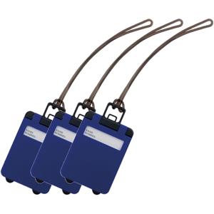 Pakket Van 3x Stuks Kofferlabels Kobalt Blauw 9,5 Cm - Reiskoffer Reisaccessoire