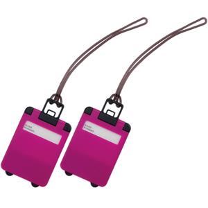 Pakket Van 2x Stuks Kofferlabels Fuchsia Roze 9,5 Cm - Reiskoffer Reisaccessoire