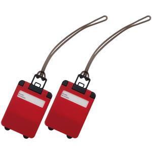 Pakket Van 2x Stuks Kofferlabels Rood 9,5 Cm - Reiskoffer Reisaccessoire