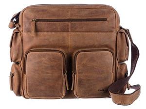 GreenLand Nature Messenger Bag »Montenegro«, aus echtem Leder mit praktischen Vortaschen