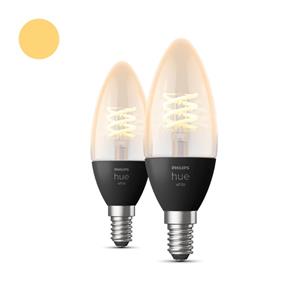 Philips Hue 871951430221100 LED-lamp (2 stuks) Energielabel: G (A - G) Hue White E14 Kerze Doppelpack Filament 2x300lm E14 9 W Warmwit