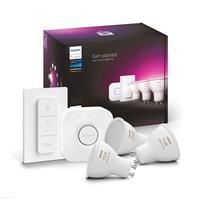 Philips HUE starterskit 3 LED lampen GU10 White and Color Ambiance met bridge en switch