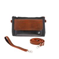 Crossbody tasje en clutch inéén van autoband en ecoleer - Dulce - oranje