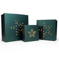 3er Set Geschenk-Box mit LED-Stern-Dekor