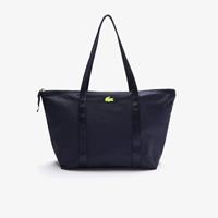 Lacoste Damen Shopper-Tasche JEANNE mit gestreiften Tragegriffen - MARINE 166 JAUNE FLUO 