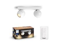 Philips Hue LED-plafondspots 871951433906400 Hue White Amb. Buckram Spot 2 flg. weiÃŸ 2x350lm inkl. Dimmschalter GU10 10 W