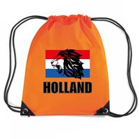 Bellatio Holland Leeuw Voetbal Rugzakje / Sporttas Met Rijgkoord Oranje - Gymtasje - Zwemtasje