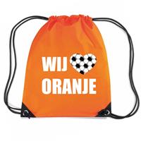 Bellatio Wij Houden Van Oranje Voetbal Rugzakje / Sporttas Met Rijgkoord Oranje - Gymtasje - Zwemtasje