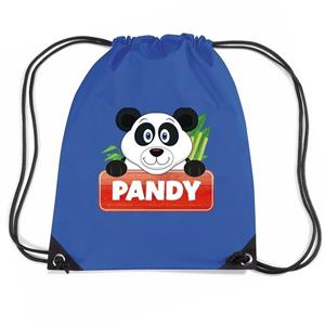 Bellatio Pandy De Panda Rugtas / Gymtas Blauw Voor Kinderen - Gymtasje - Zwemtasje