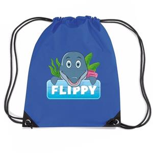 Bellatio Flippy De Dolfijn Rugtas / Gymtas Blauw Voor Kinderen - Gymtasje - Zwemtasje