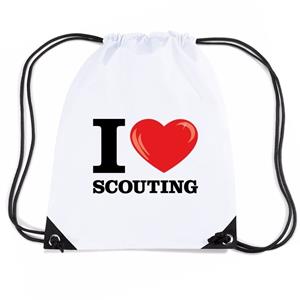 Bellatio Nylon I Love Scouting Rugzak Wit Met Rijgkoord - Rugzak