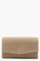 Structured Suedette Clutch Bag & Chain, Taupe