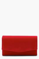 Structured Suedette Clutch Bag & Chain, Red