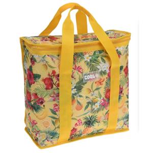 Excellent Houseware Medium size koeltas voor lunch Tropical Flowers geel/creme x 16 x 36 cm 16 liter -