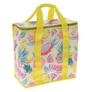 Excellent Houseware Medium size koeltas voor lunch Hawaii beach thema geel/creme x 16 x 36 cm 16 liter -