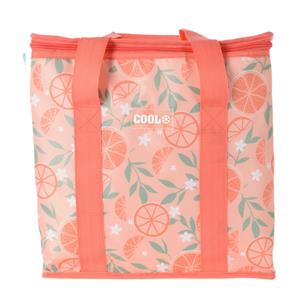 Excellent Houseware Medium size koeltas voor lunch Hawaii fruit thema oranje/creme x 16 x 36 cm 16 liter -