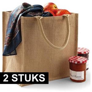 Westford Mill 2x Jute boodschappentassen 30 cm