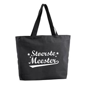 Bellatio Stoerste Meester shopper tas - zwart - 47 x 34 x 12,5 cm - boodschappentas / strandtas