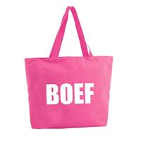 Bellatio Boef shopper tas - fuchsia roze - 47 x 34 x 12,5 cm - boodschappentas / strandtas