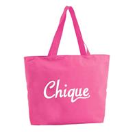 Bellatio Chique shopper tas - fuchsia roze - 47 x 34 x 12,5 cm - boodschappentas / strandtas