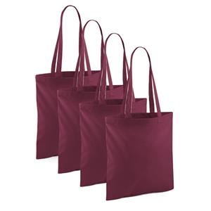 10x Katoenen schoudertasjes bordeaux rood 42 x 38 cm - 10 liter - Shopper/boodschappen tas - Tote bag - Draagtas